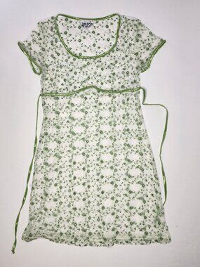 Explosion Green Floral Mesh Mini Dress Y2K Sheer Lace Babydoll